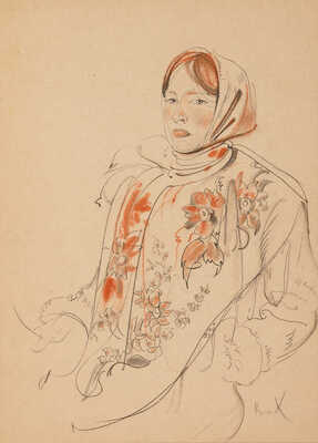 Холуев Владимир Фёдорович. Портрет девушки в платке